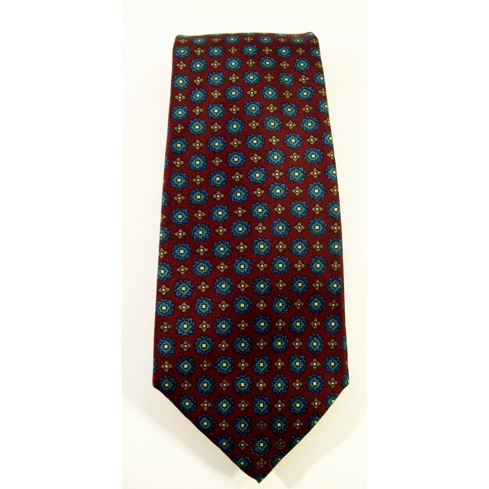 New Men's Brittany Bay Silk Burgundy Foulard Pattern Neck Tie